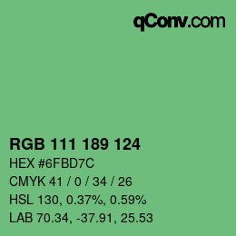 Color code: RGB 111 189 124 | qconv.com