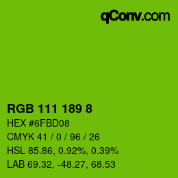 Color code: RGB 111 189 8 | qconv.com