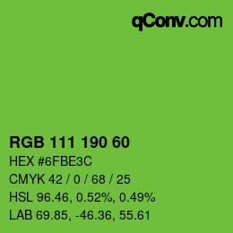 Color code: RGB 111 190 60 | qconv.com