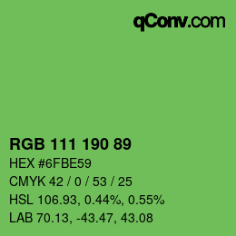 カラーコード: RGB 111 190 89 | qconv.com