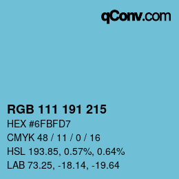 カラーコード: RGB 111 191 215 | qconv.com