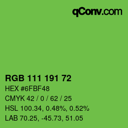 Color code: RGB 111 191 72 | qconv.com
