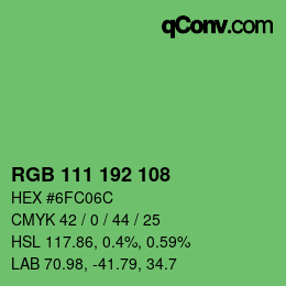 カラーコード: RGB 111 192 108 | qconv.com
