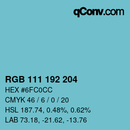 カラーコード: RGB 111 192 204 | qconv.com