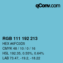 カラーコード: RGB 111 192 213 | qconv.com