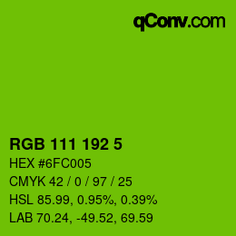 Color code: RGB 111 192 5 | qconv.com
