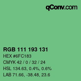 カラーコード: RGB 111 193 131 | qconv.com