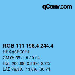 カラーコード: RGB 111 198.4 244.4 | qconv.com