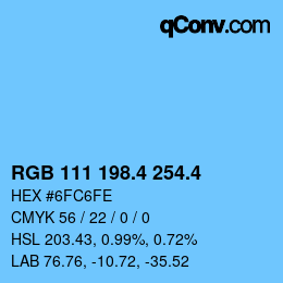 カラーコード: RGB 111 198.4 254.4 | qconv.com