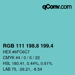 カラーコード: RGB 111 198.8 199.4 | qconv.com
