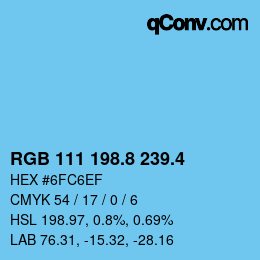 カラーコード: RGB 111 198.8 239.4 | qconv.com