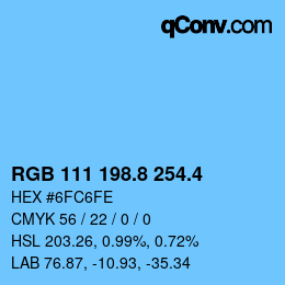 カラーコード: RGB 111 198.8 254.4 | qconv.com
