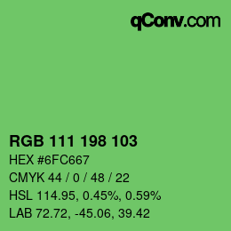 Farbcode: RGB 111 198 103 | qconv.com