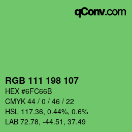 Color code: RGB 111 198 107 | qconv.com