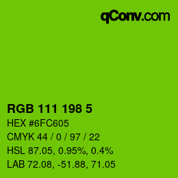 Color code: RGB 111 198 5 | qconv.com