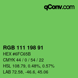 Color code: RGB 111 198 91 | qconv.com