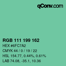 Color code: RGB 111 199 162 | qconv.com