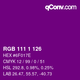 カラーコード: RGB 111 1 126 | qconv.com