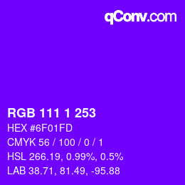 Color code: RGB 111 1 253 | qconv.com