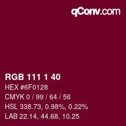 カラーコード: RGB 111 1 40 | qconv.com