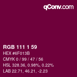 颜色代码: RGB 111 1 59 | qconv.com