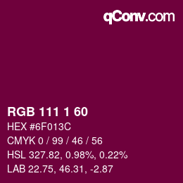 カラーコード: RGB 111 1 60 | qconv.com
