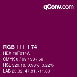 カラーコード: RGB 111 1 74 | qconv.com