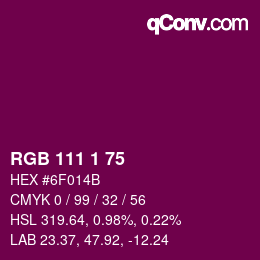 颜色代码: RGB 111 1 75 | qconv.com