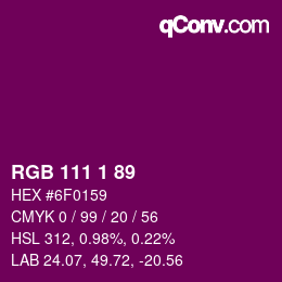 颜色代码: RGB 111 1 89 | qconv.com