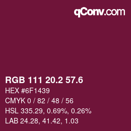 カラーコード: RGB 111 20.2 57.6 | qconv.com
