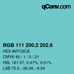 カラーコード: RGB 111 200.2 202.6 | qconv.com