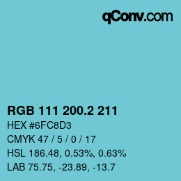 カラーコード: RGB 111 200.2 211 | qconv.com