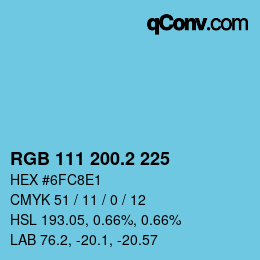 カラーコード: RGB 111 200.2 225 | qconv.com