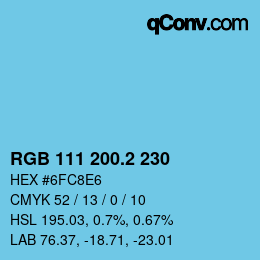 カラーコード: RGB 111 200.2 230 | qconv.com