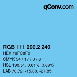 カラーコード: RGB 111 200.2 240 | qconv.com