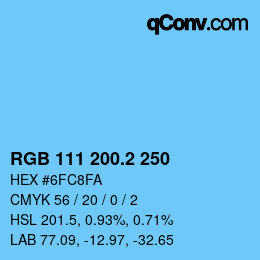 カラーコード: RGB 111 200.2 250 | qconv.com