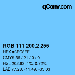 カラーコード: RGB 111 200.2 255 | qconv.com