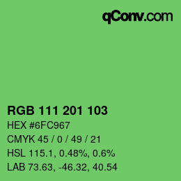 Color code: RGB 111 201 103 | qconv.com