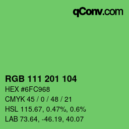 Color code: RGB 111 201 104 | qconv.com