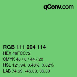 Color code: RGB 111 204 114 | qconv.com