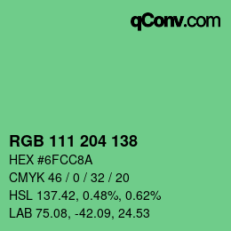 Color code: RGB 111 204 138 | qconv.com