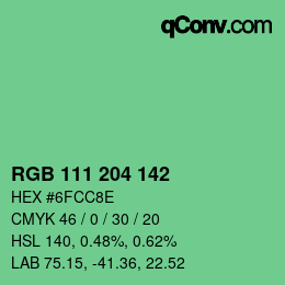 Color code: RGB 111 204 142 | qconv.com