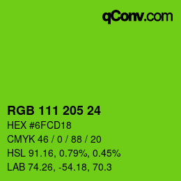 Color code: RGB 111 205 24 | qconv.com
