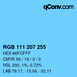 Color code: RGB 111 207 255 | qconv.com