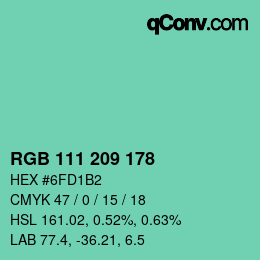 カラーコード: RGB 111 209 178 | qconv.com