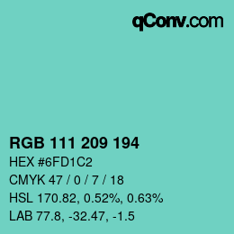 Color code: RGB 111 209 194 | qconv.com