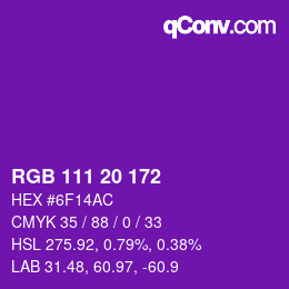 Color code: RGB 111 20 172 | qconv.com