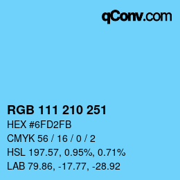 Color code: RGB 111 210 251 | qconv.com