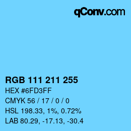 Color code: RGB 111 211 255 | qconv.com
