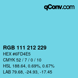Farbcode: RGB 111 212 229 | qconv.com